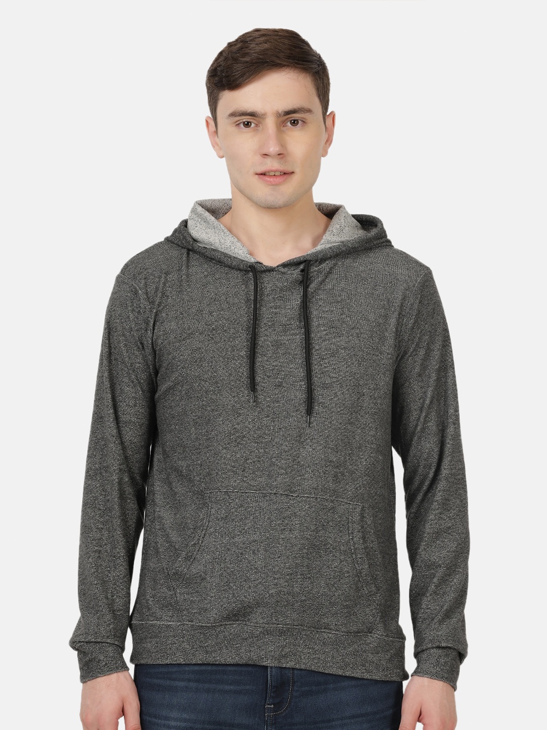 

MASH UNLIMITED Men Acrylic Hooded Sweatshirt, Charcoal