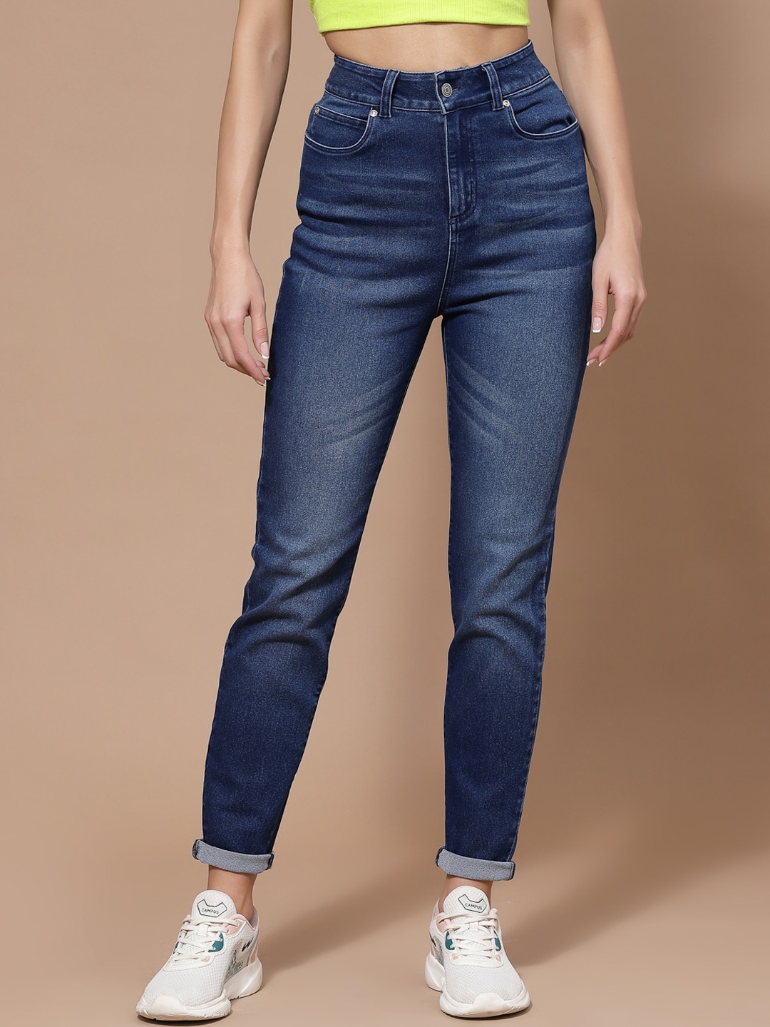 

KASSUALLY Women Slim Fit High-Rise Light Fade Stretchable Jeans, Blue
