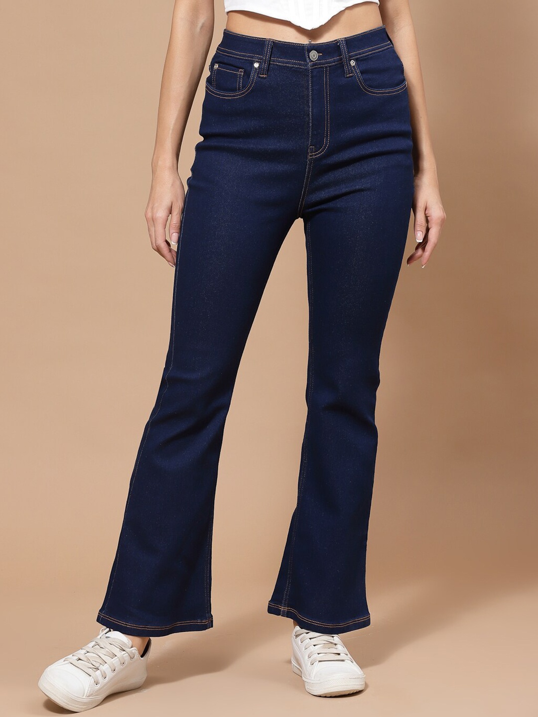 

KASSUALLY Women Bootcut High-Rise Stretchable Jeans, Blue