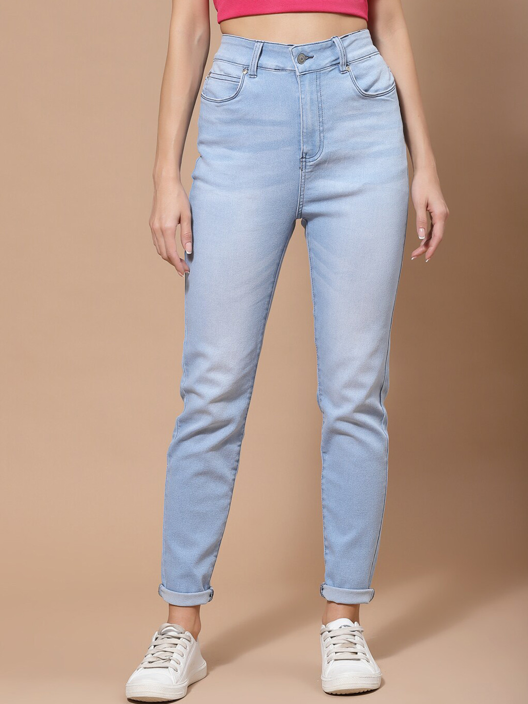 

KASSUALLY Women Slim Fit High-Rise Light Fade Stretchable Jeans, Blue