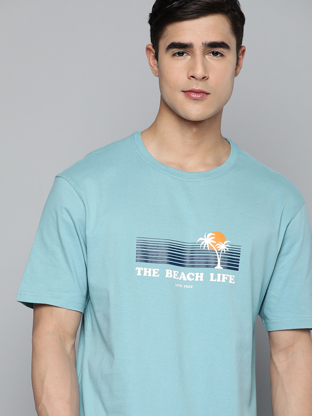 

Mast & Harbour Pure Cotton Tropical Print T-shirt, Blue