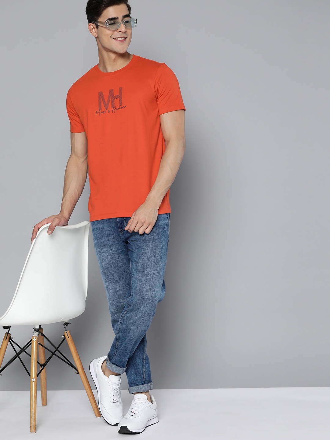 

Mast & Harbour Brand Logo Printed T-shirt, Red