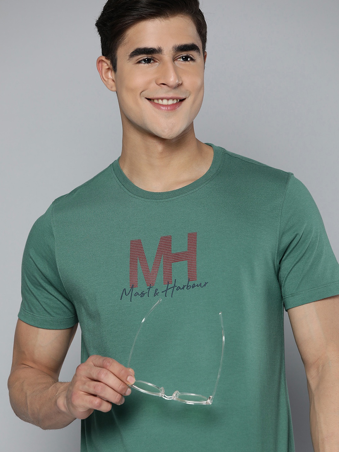

Mast & Harbour Brand Logo Printed T-shirt, Green