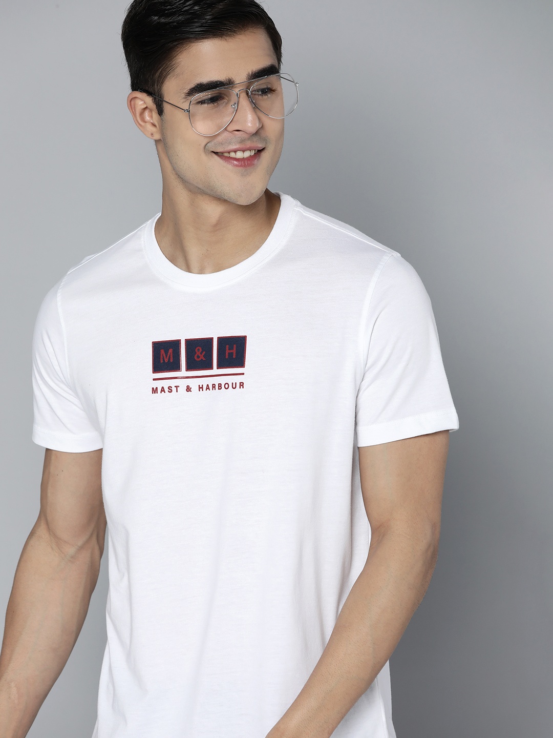 

Mast & Harbour Brand Logo Printed T-shirt, White