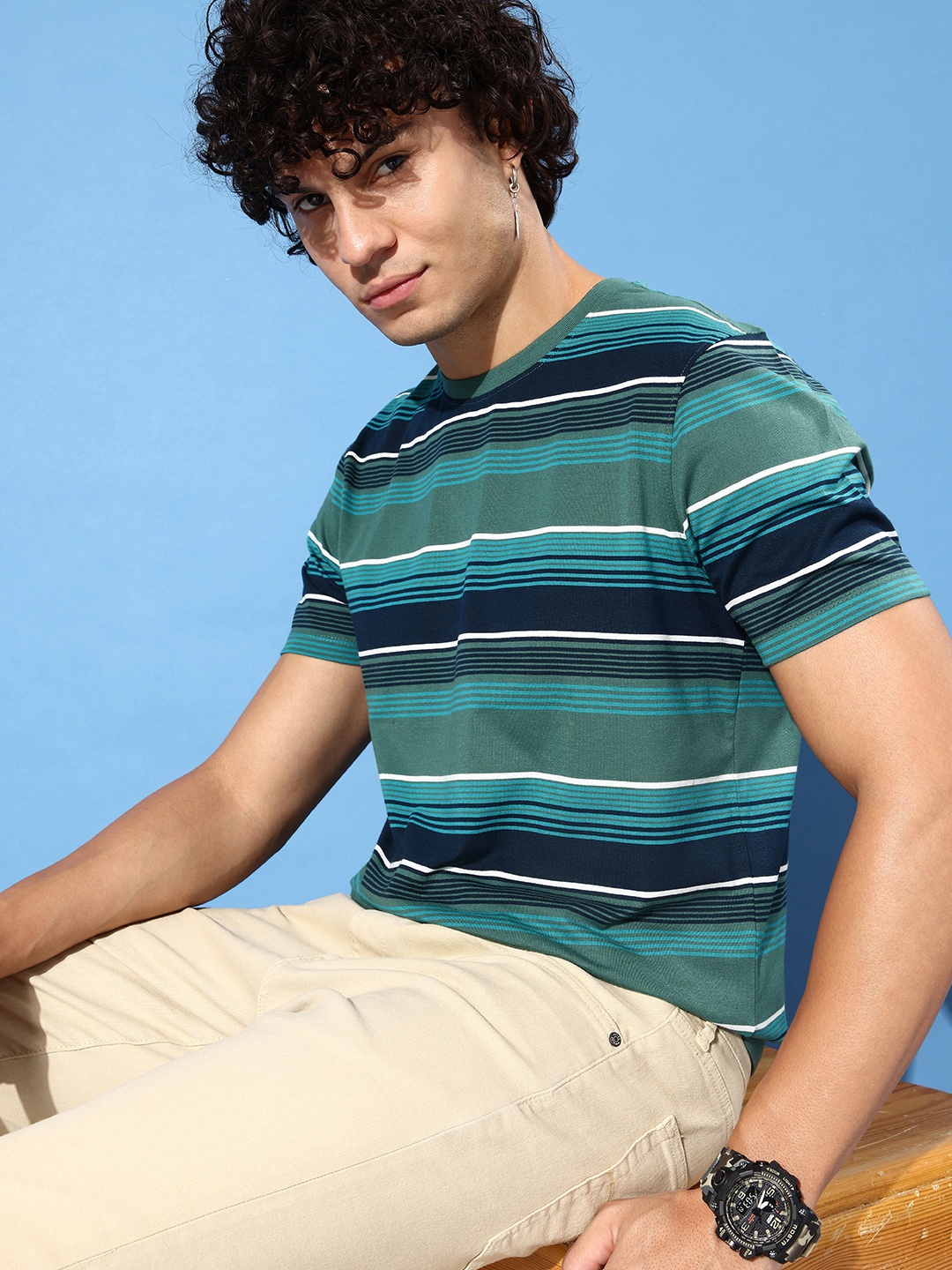 

Mast & Harbour Striped T-shirt, Green