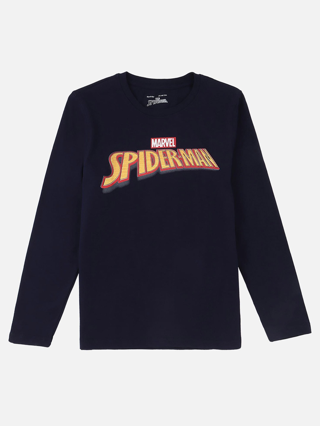 

PROTEENS Typography Spider-Man Printed V-Neck Cotton T-shirt, Navy blue