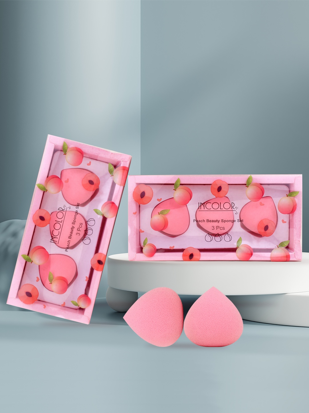 

INCOLOR Set of 3 Peach Shape Makeup Beauty Sponge - Pink