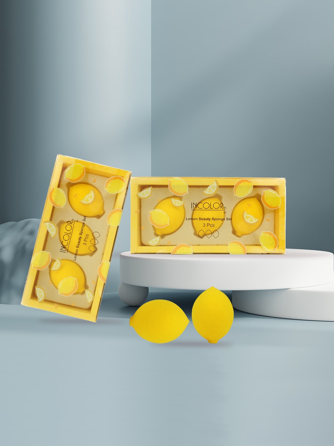 

INCOLOR Set of 3 Lemon Shape Makeup Beauty Sponge - Yellow