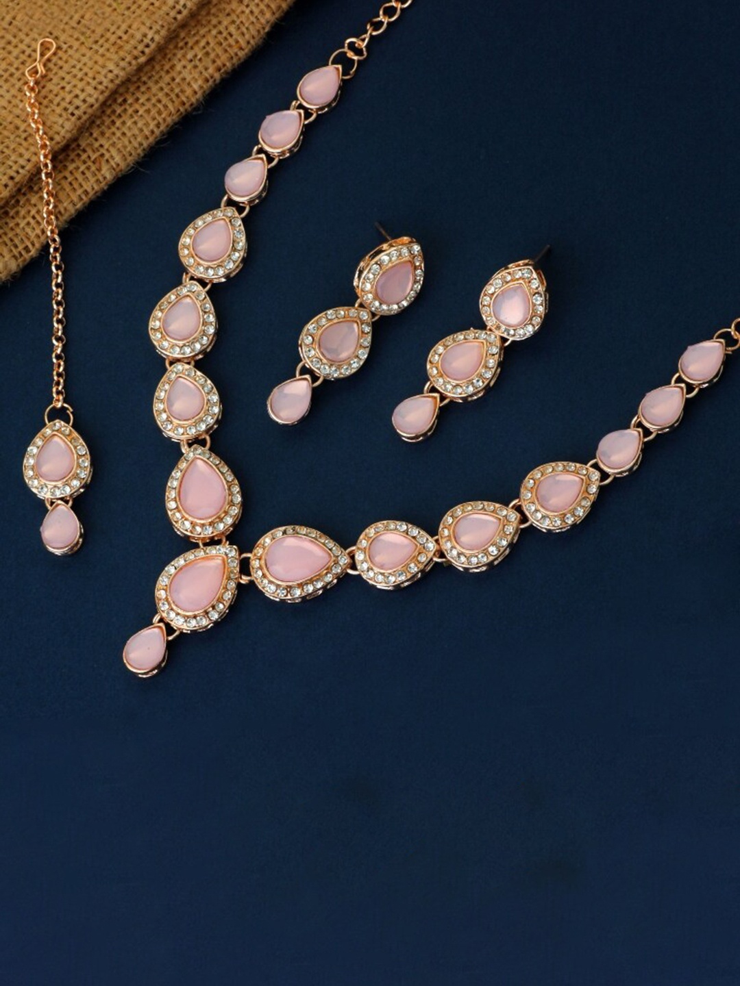 

Atasi International Rose Gold-Plated & Crystals Studded Jewellery Set