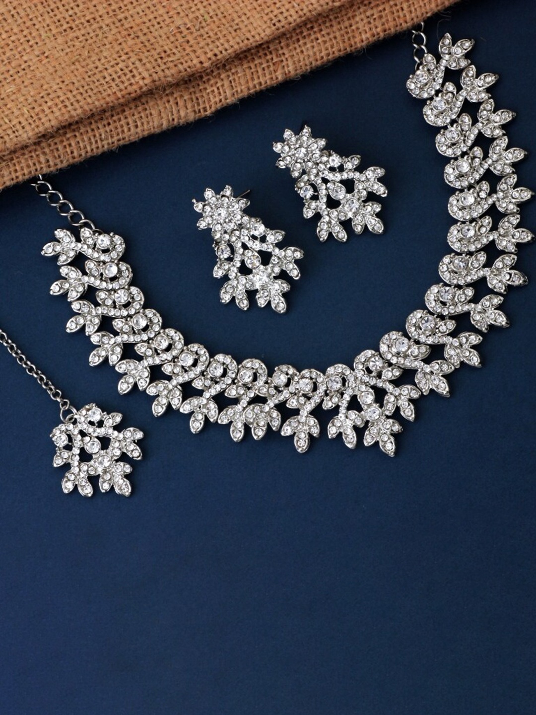 

Atasi International Silver-plated Crystals-Studded Jewellery Set, White