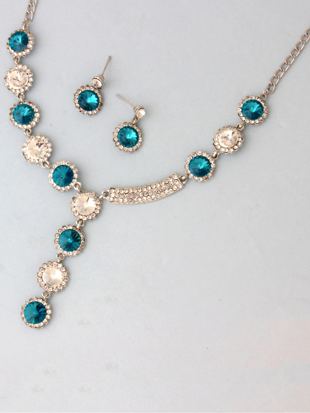 

Atasi International Silver-Plated & Stone Studded Choker Jewellery Set