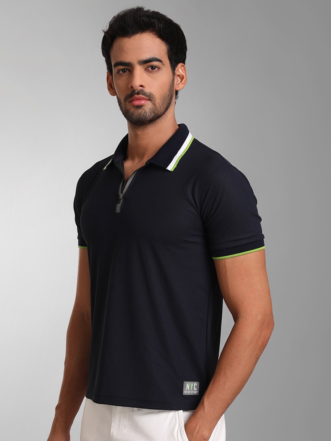 

KZ07 By Kazo Men Polo Collar Cotton T-shirt, Navy blue