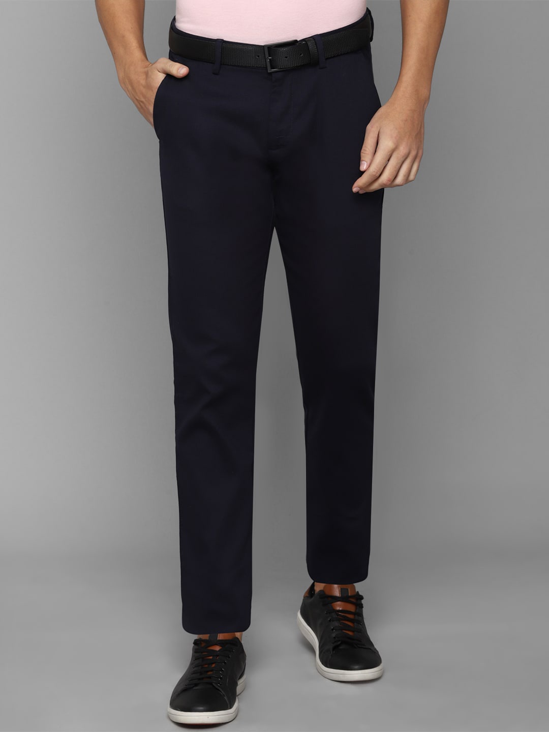 

Allen Solly Men Cotton Slim Fit Trousers, Navy blue