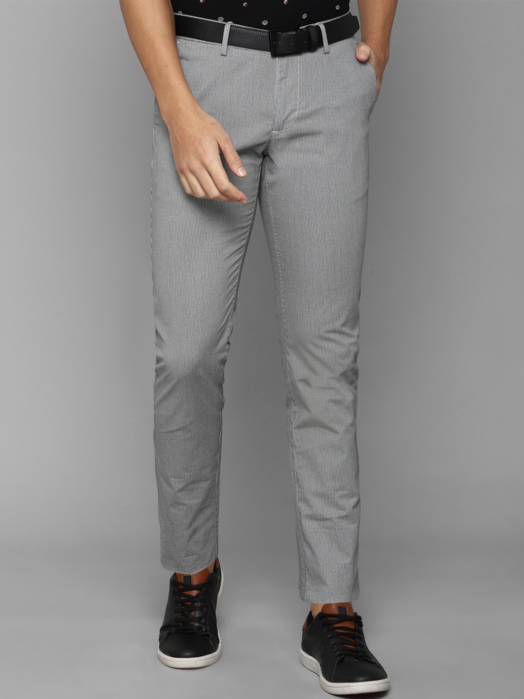 

Allen Solly Men Textured Slim Fit Trousers, Grey
