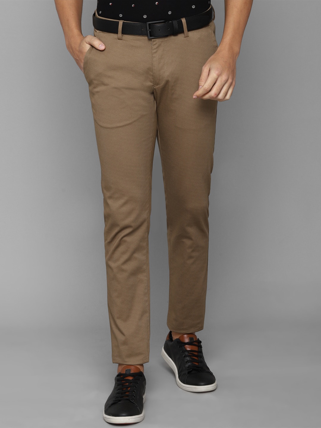 

Allen Solly Men Textured Slim Fit Trousers, Brown