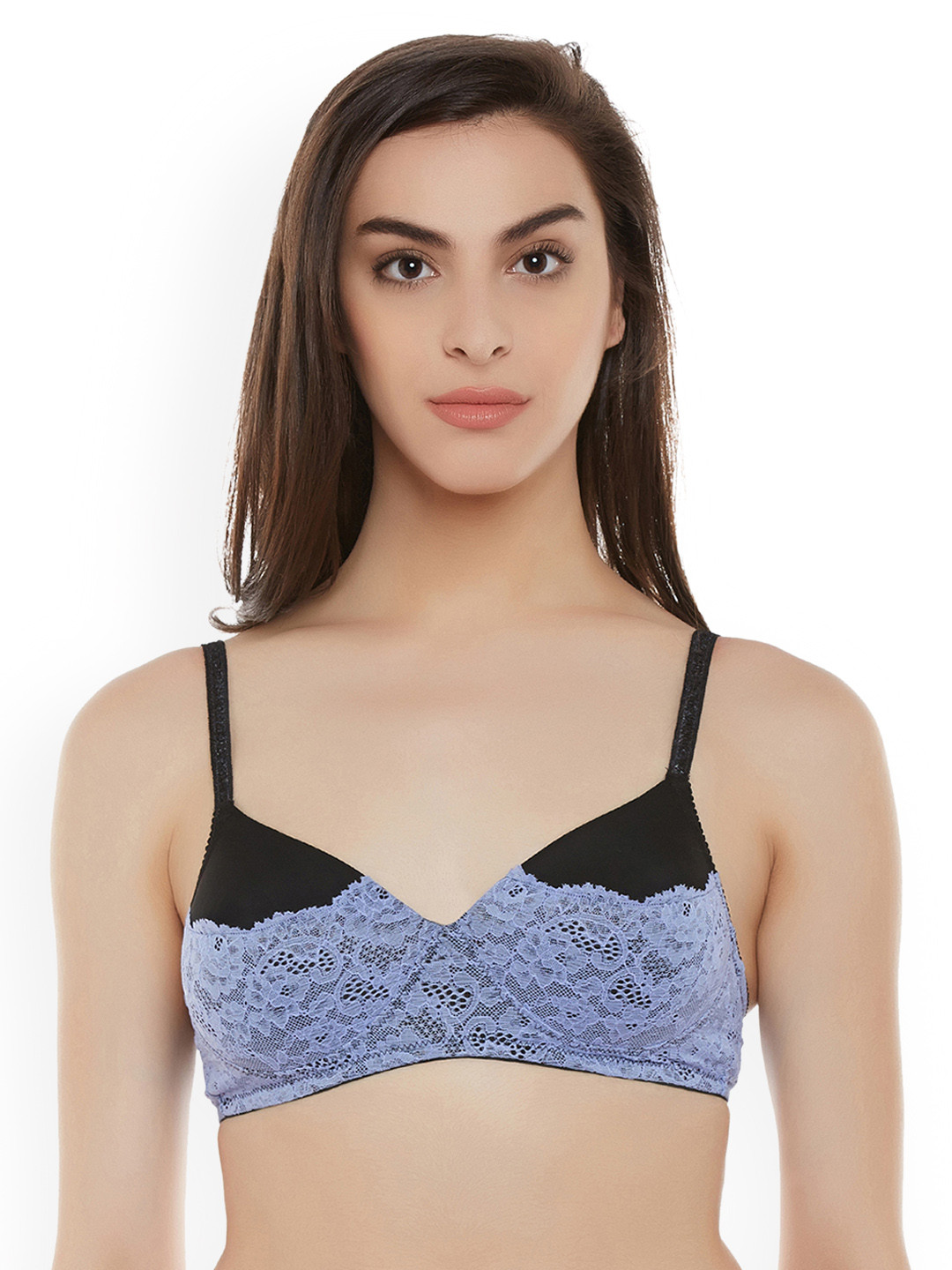 

Clovia Purple & Black Lace Non-Wired Lightly-Padded Everyday Bra BR0909P1240B