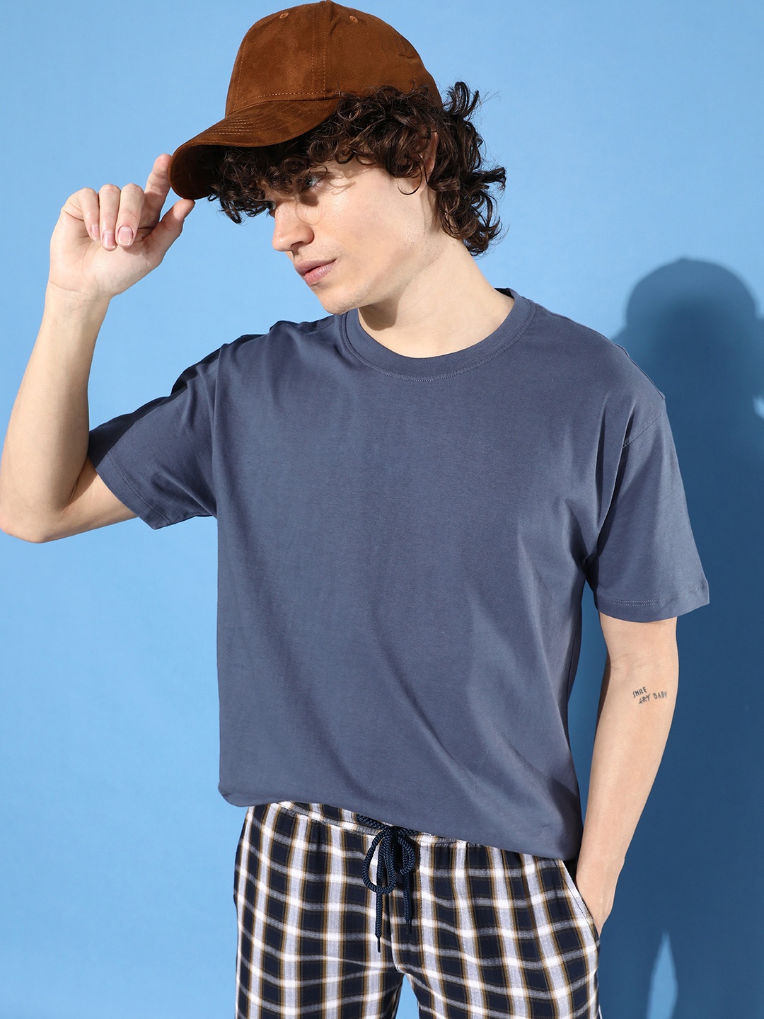 

Mast & Harbour Round Neck Pure Cotton T-shirt, Blue