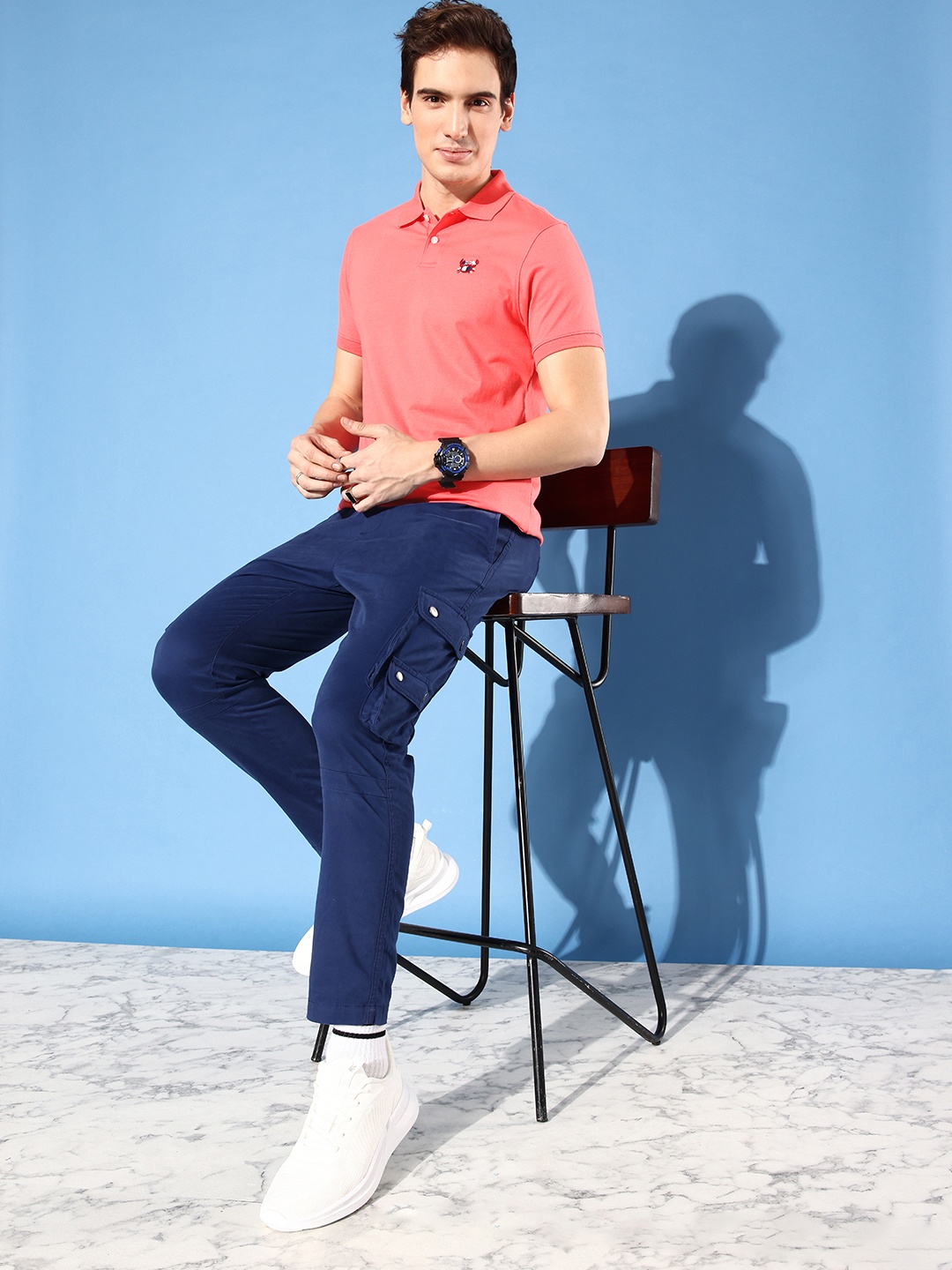

Mast & Harbour Coral Pink Snapshot Summers Polo Collar T-shirt