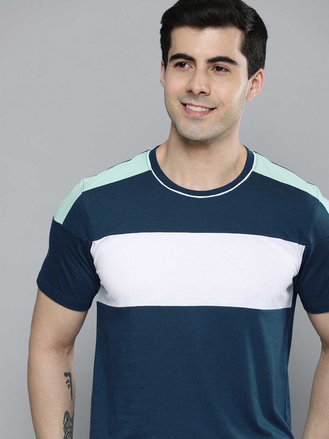 

Mast & Harbour Colourblocked T-shirt, Blue