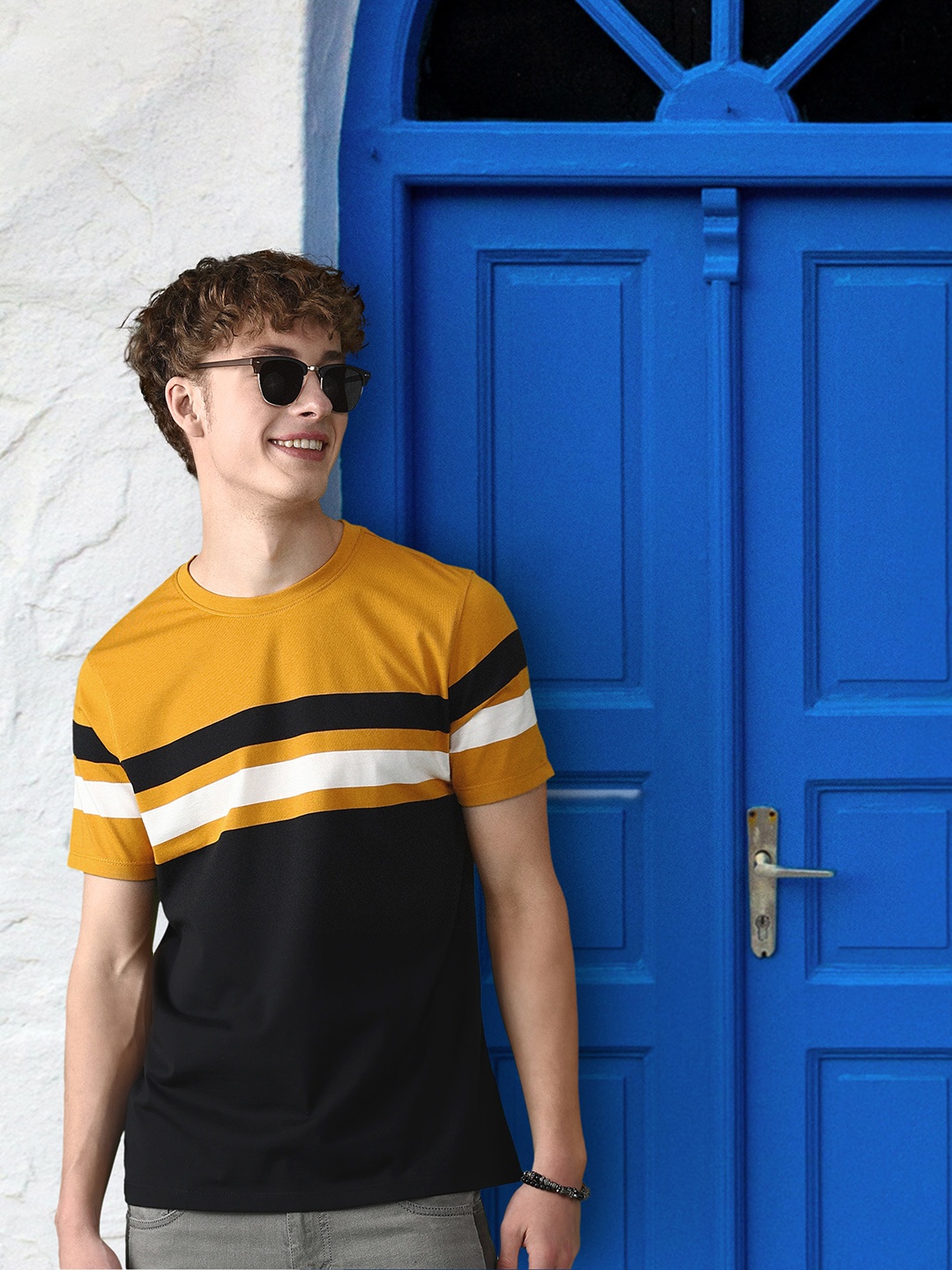 

Mast & Harbour Striped Regular Fit T-shirt, Black