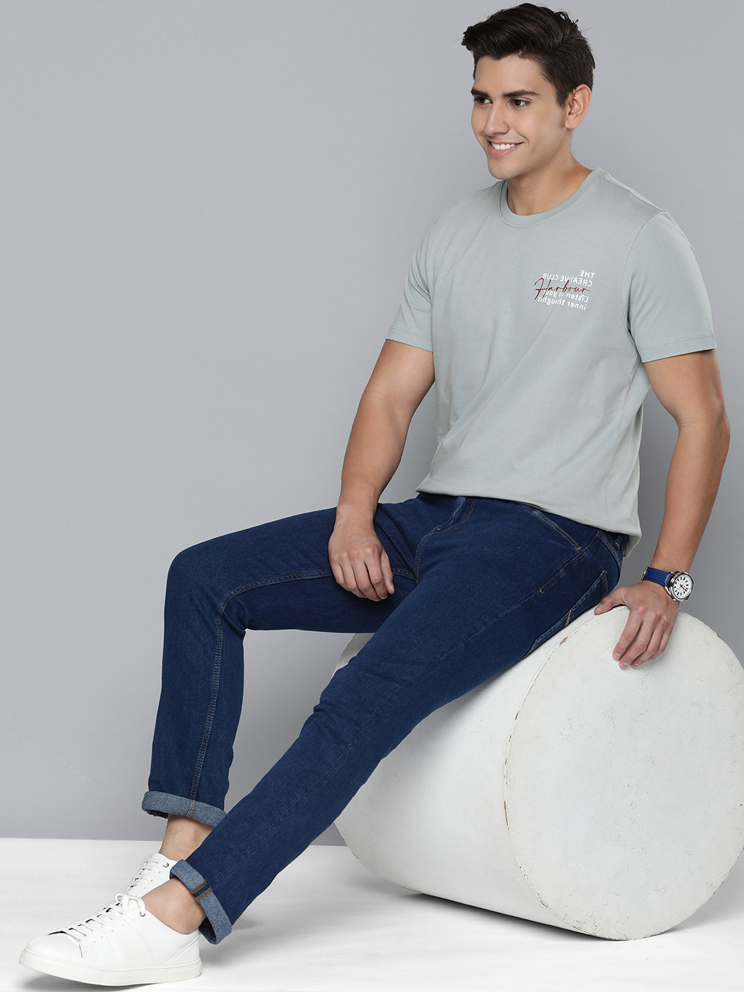 

Mast & Harbour Pure Cotton Typography Applique T-shirt, Grey