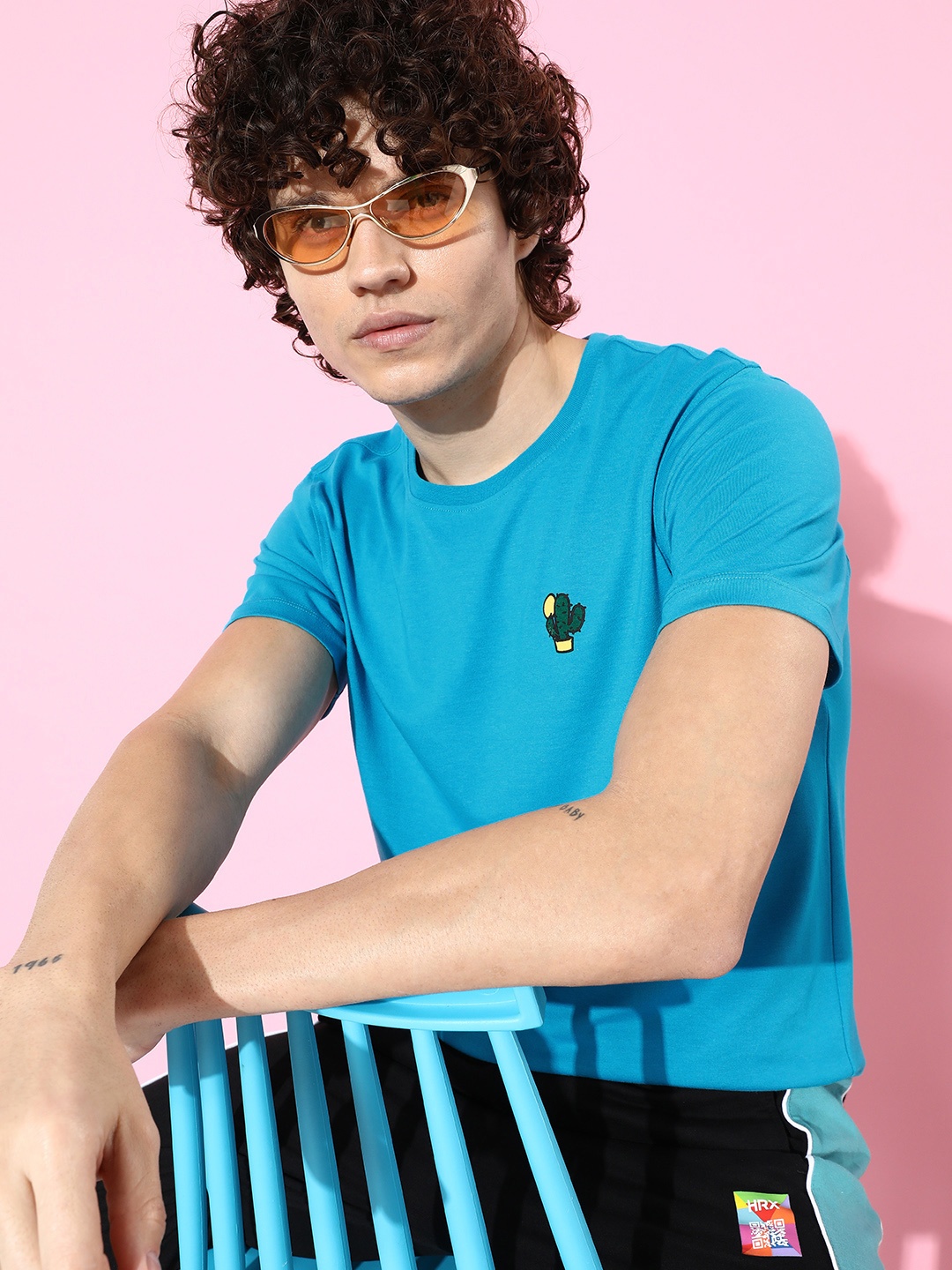 

Mast & Harbour Round Neck Graphic Placement Print Detail T-shirt, Blue