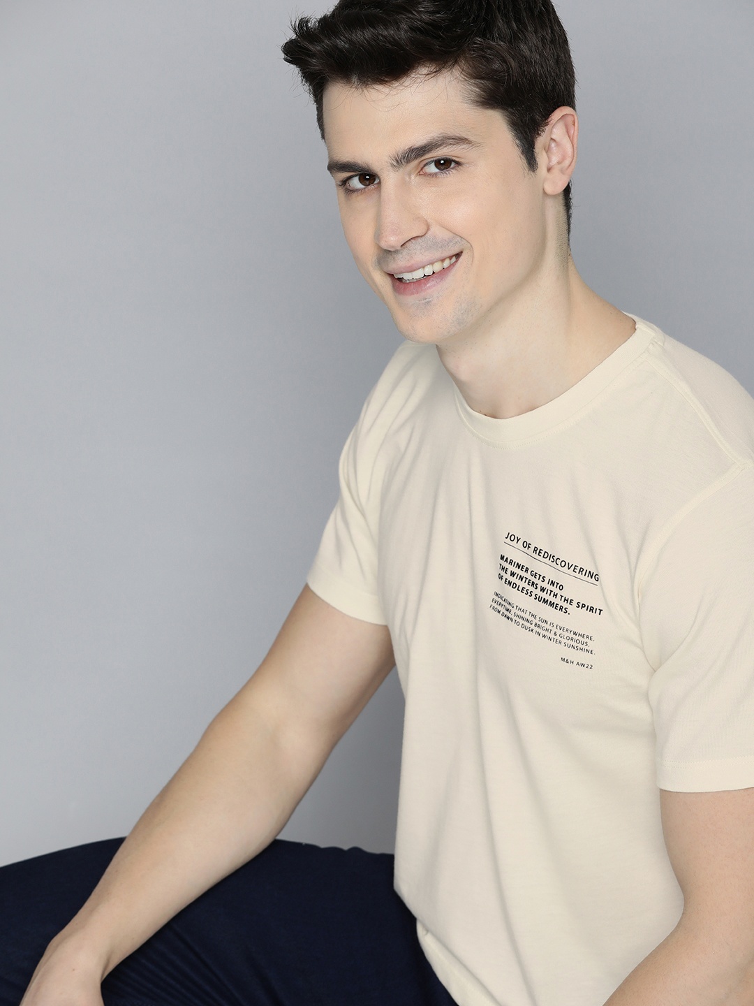 

Mast & Harbour Typography Printed T-shirt, Off white