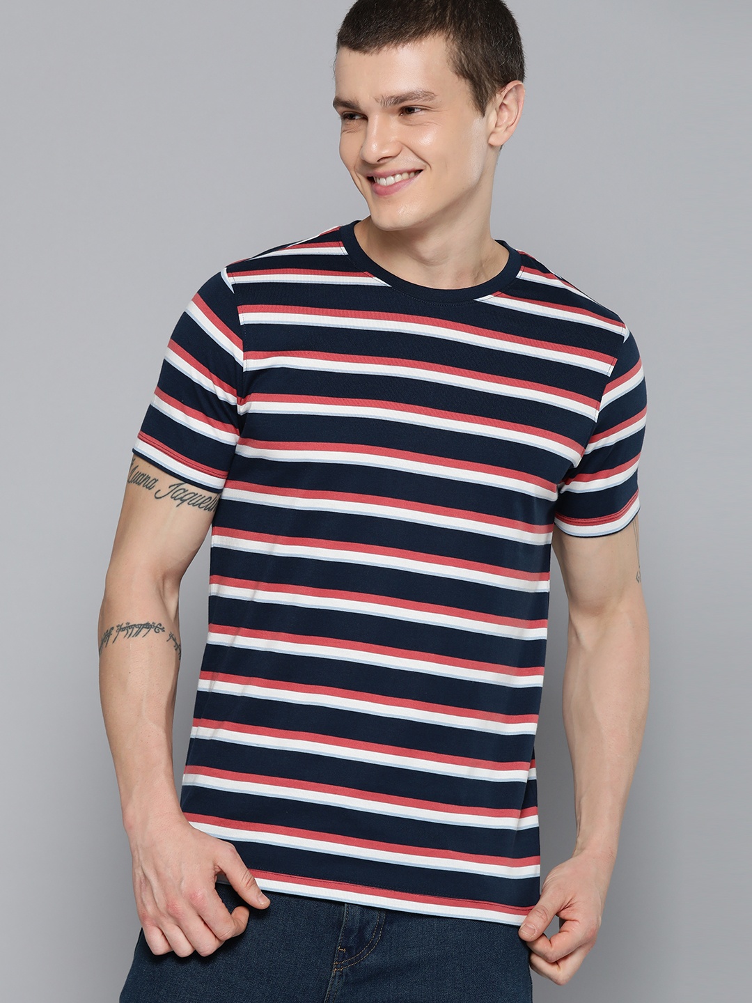 

Mast & Harbour Striped T-shirt, Navy blue