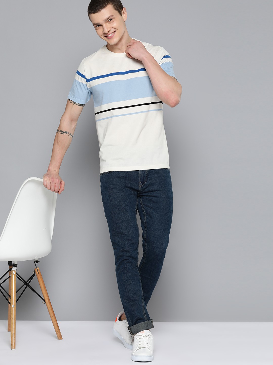 

Mast & Harbour Striped T-shirt, Off white