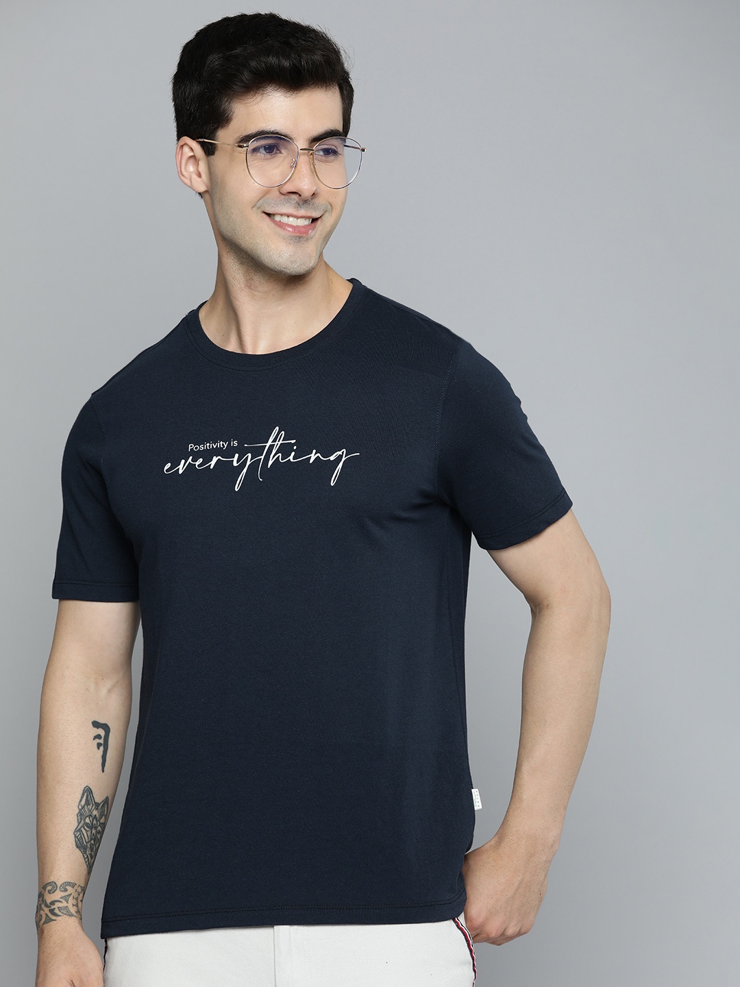

M&H Our Water Typography Printed Round-Neck Casual T-shirt, Navy blue