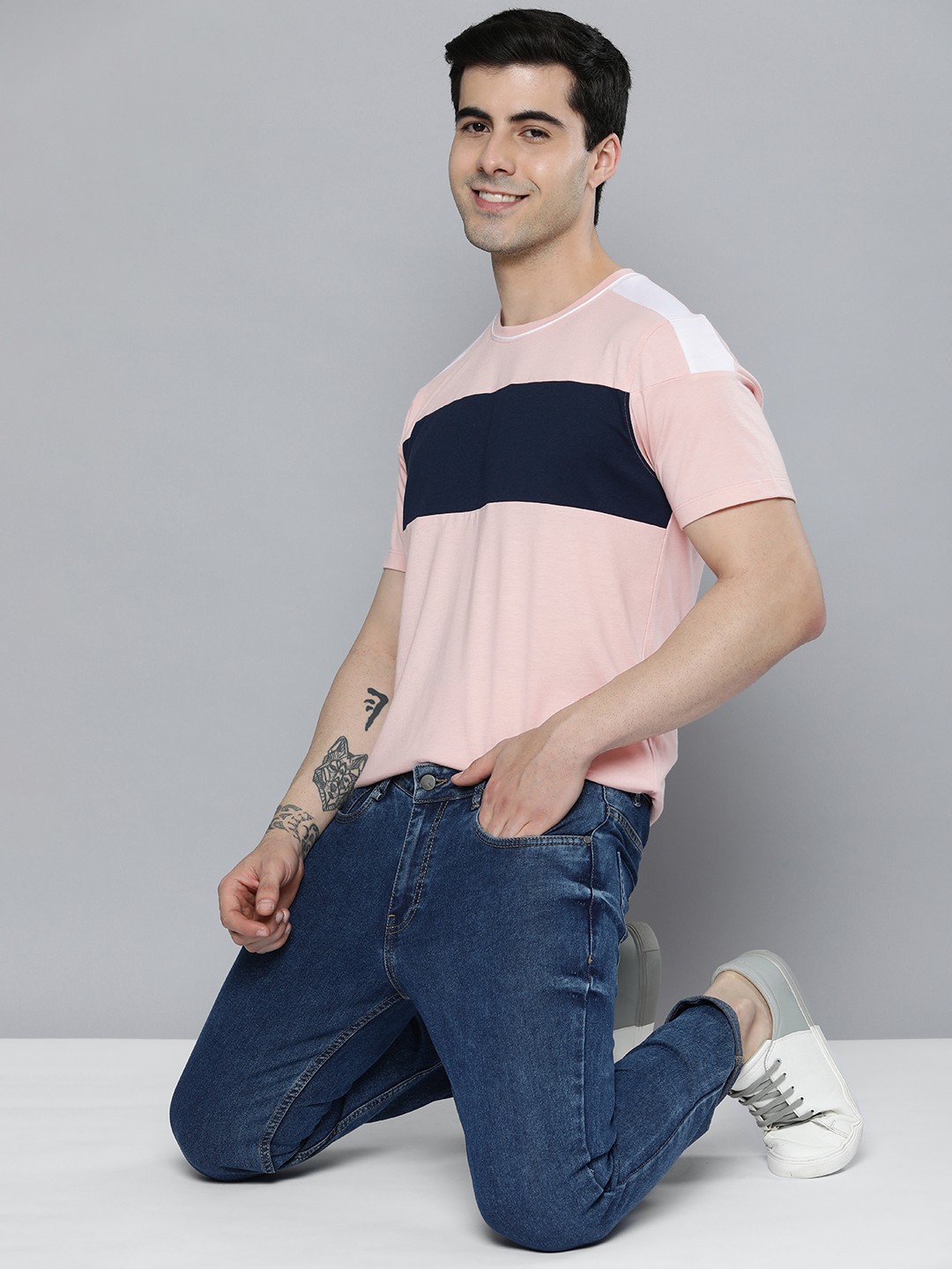 

Mast & Harbour Colourblocked T-shirt, Peach