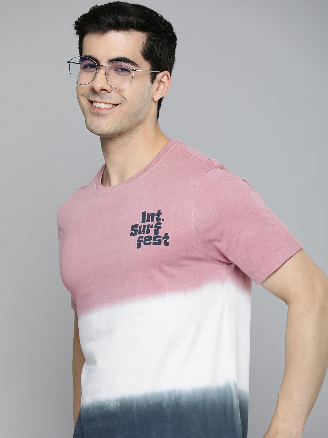 

Mast & Harbour Typography Printed Pure Cotton T-shirt, Mauve