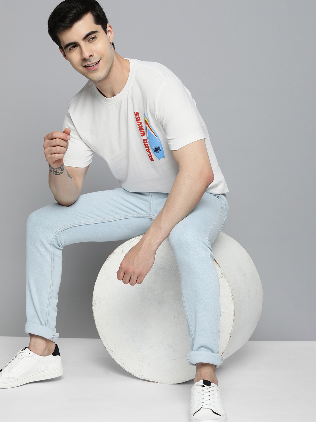 

Mast & Harbour Printed Pure Cotton T-shirt, White