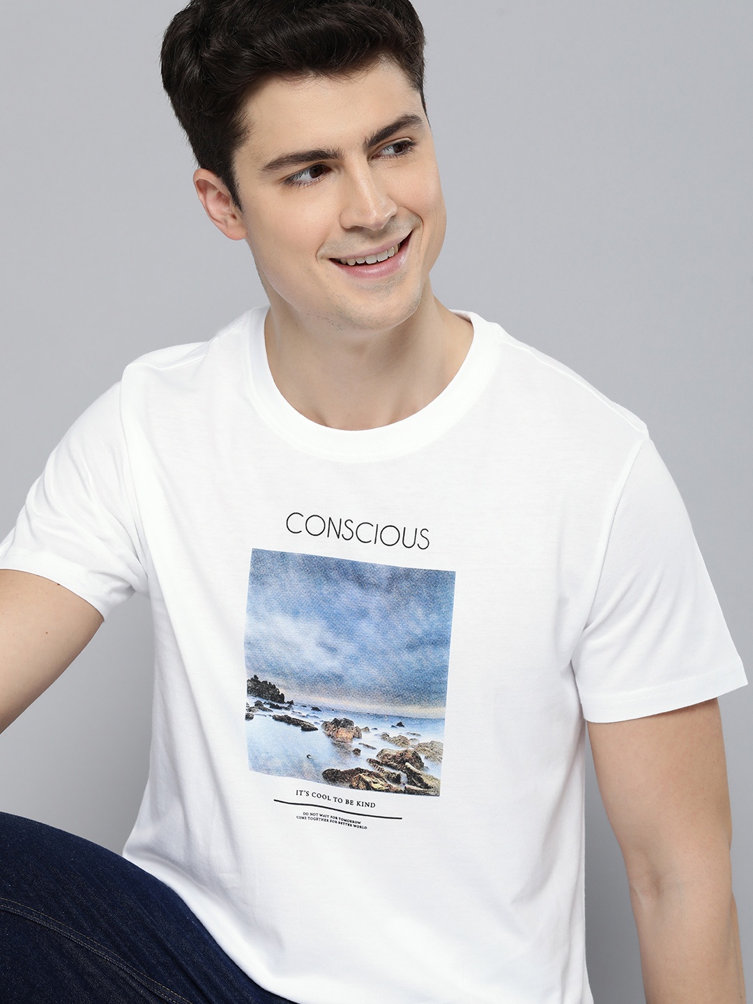 

M&H Our Water Round Neck Graphic Printed T-shirt, White