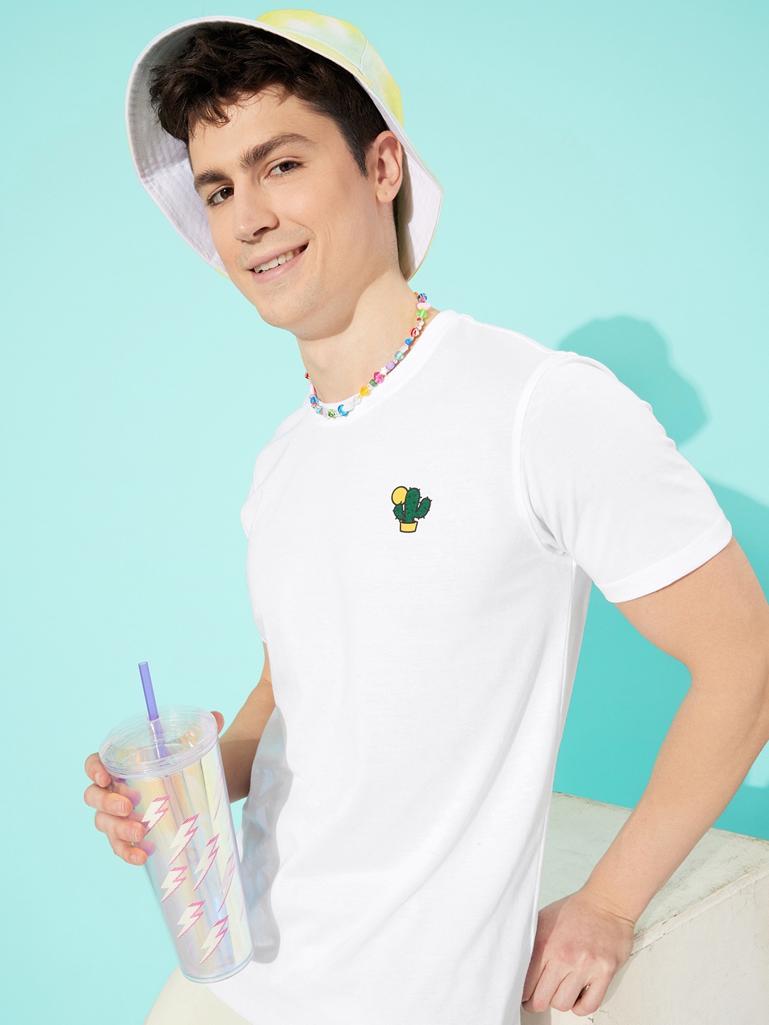 

Mast & Harbour Round Neck Minimal Graphic Print T-shirt, White