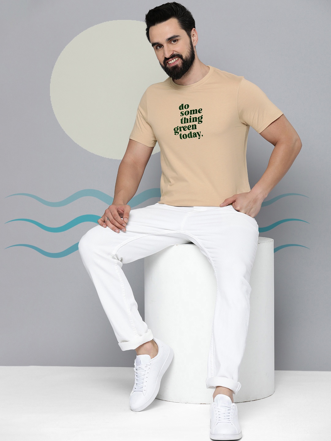 

M&H Our Water Typography Printed Casual T-shirt, Beige