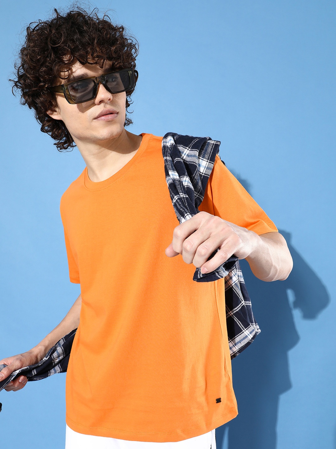 

Mast & Harbour Round Neck Pure Cotton T-shirt, Orange