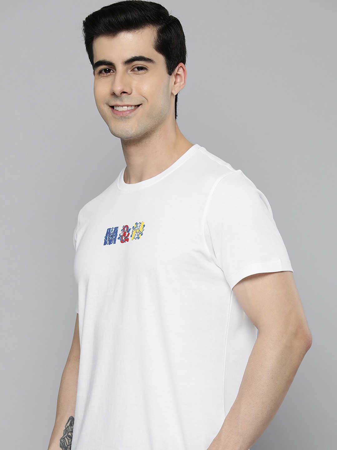 

Mast & Harbour Typography Printed Pure Cotton T-shirt, White