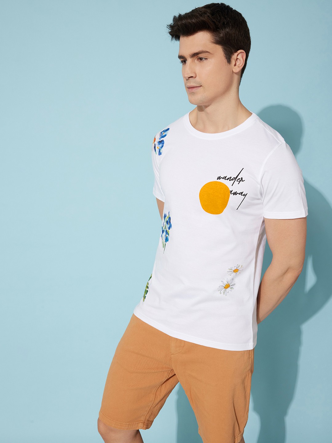 

Mast & Harbour Playful White Flower Power Printed Pure Cotton Love Is In The Air T-shirt