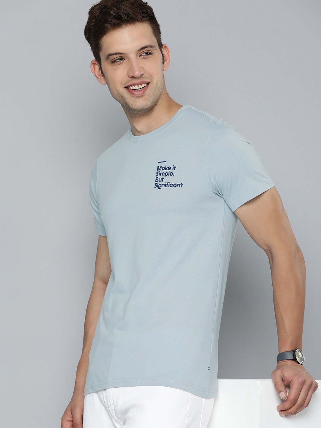 

M&H Our Water Men Cotton Bamboo Typography Printed Round Neck T-shirt, Blue