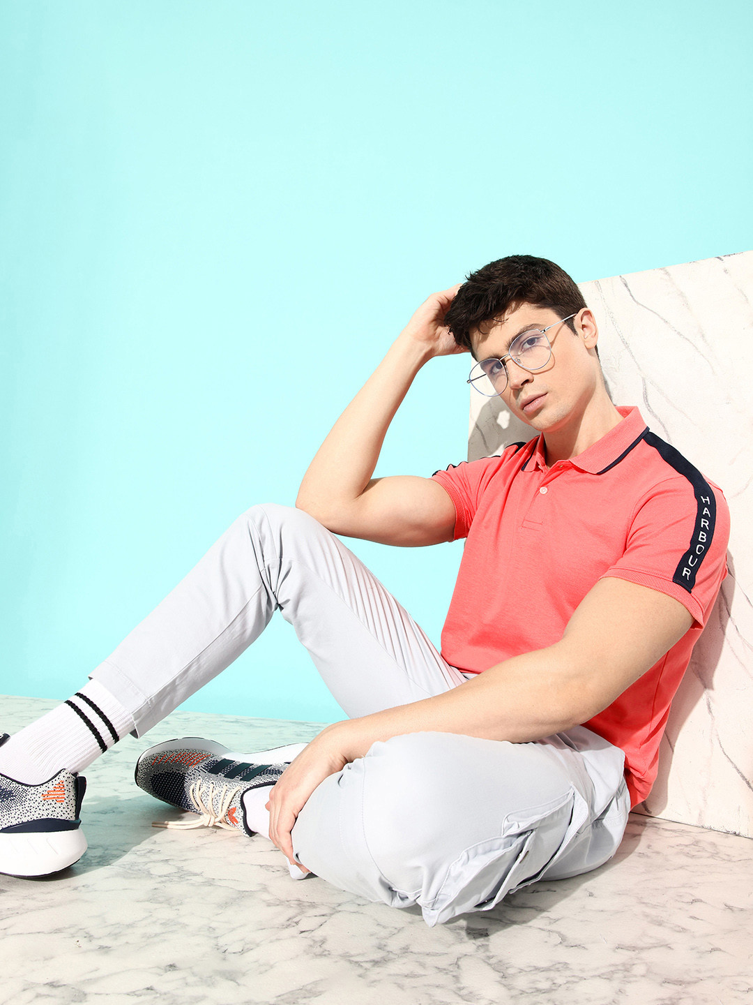 

Mast & Harbour Men Coral Pink Solid Love Is In The Air Reworked Polo Collar T-shirt