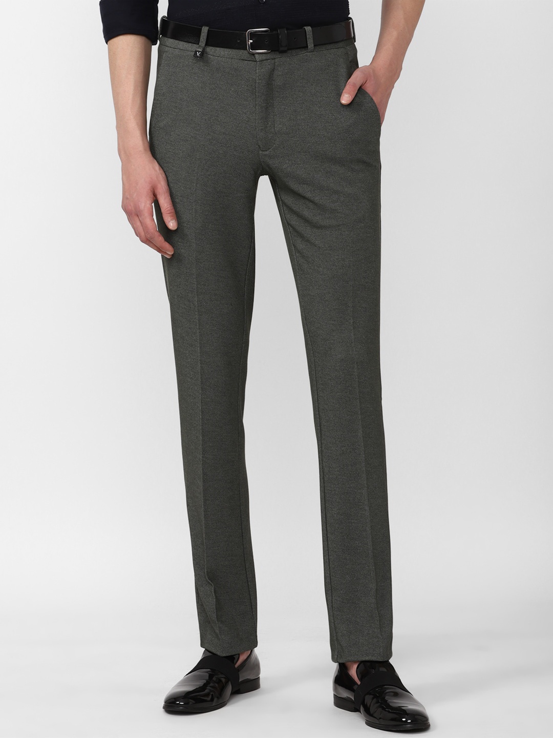 

V Dot Men Mid Rise Skinny Fit Trouser, Grey melange
