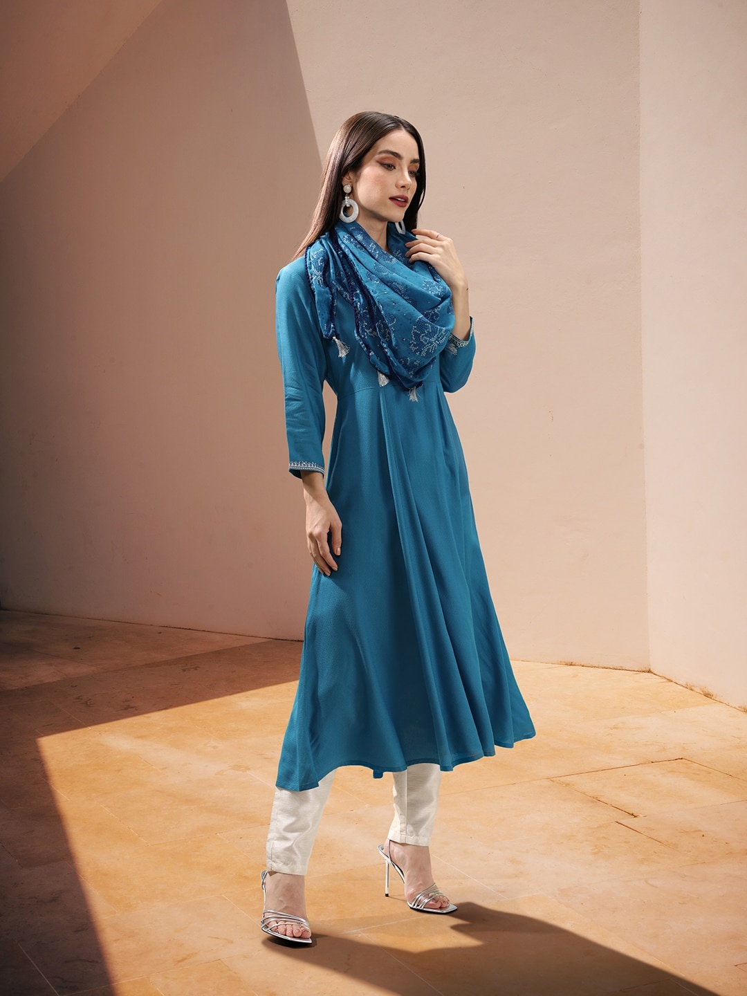 

all about you Women A-Line Kurta with a Dupatta, Blue