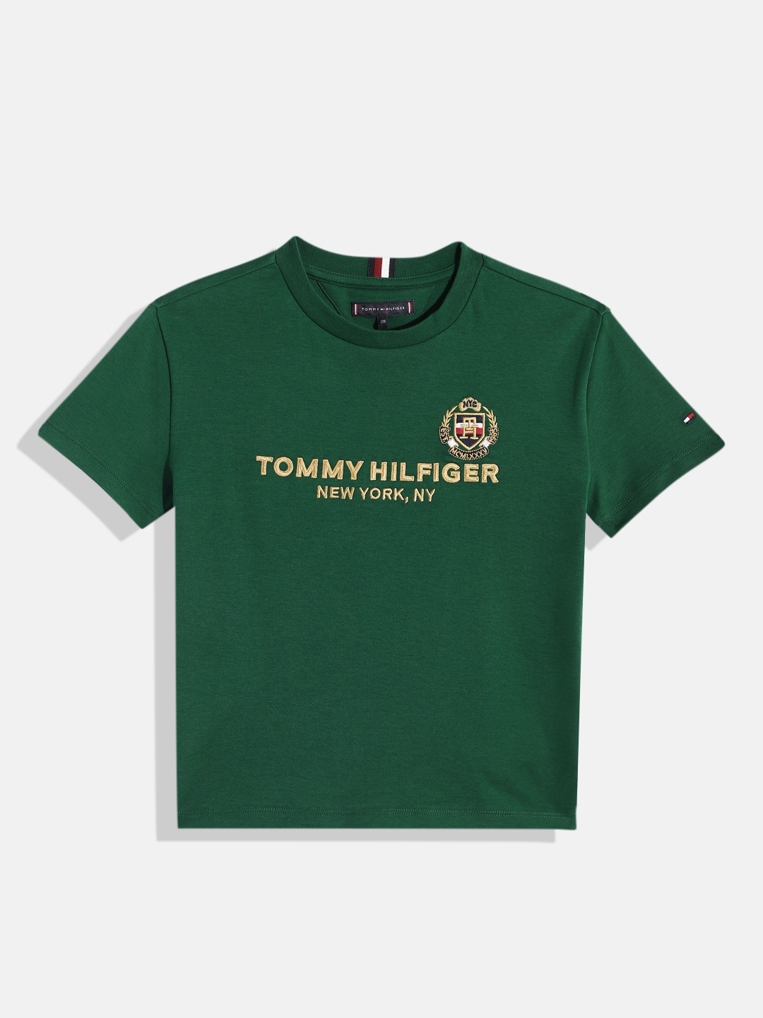 

Tommy Hilfiger Boys Brand Logo Pure Cotton Printed T-shirt, Green
