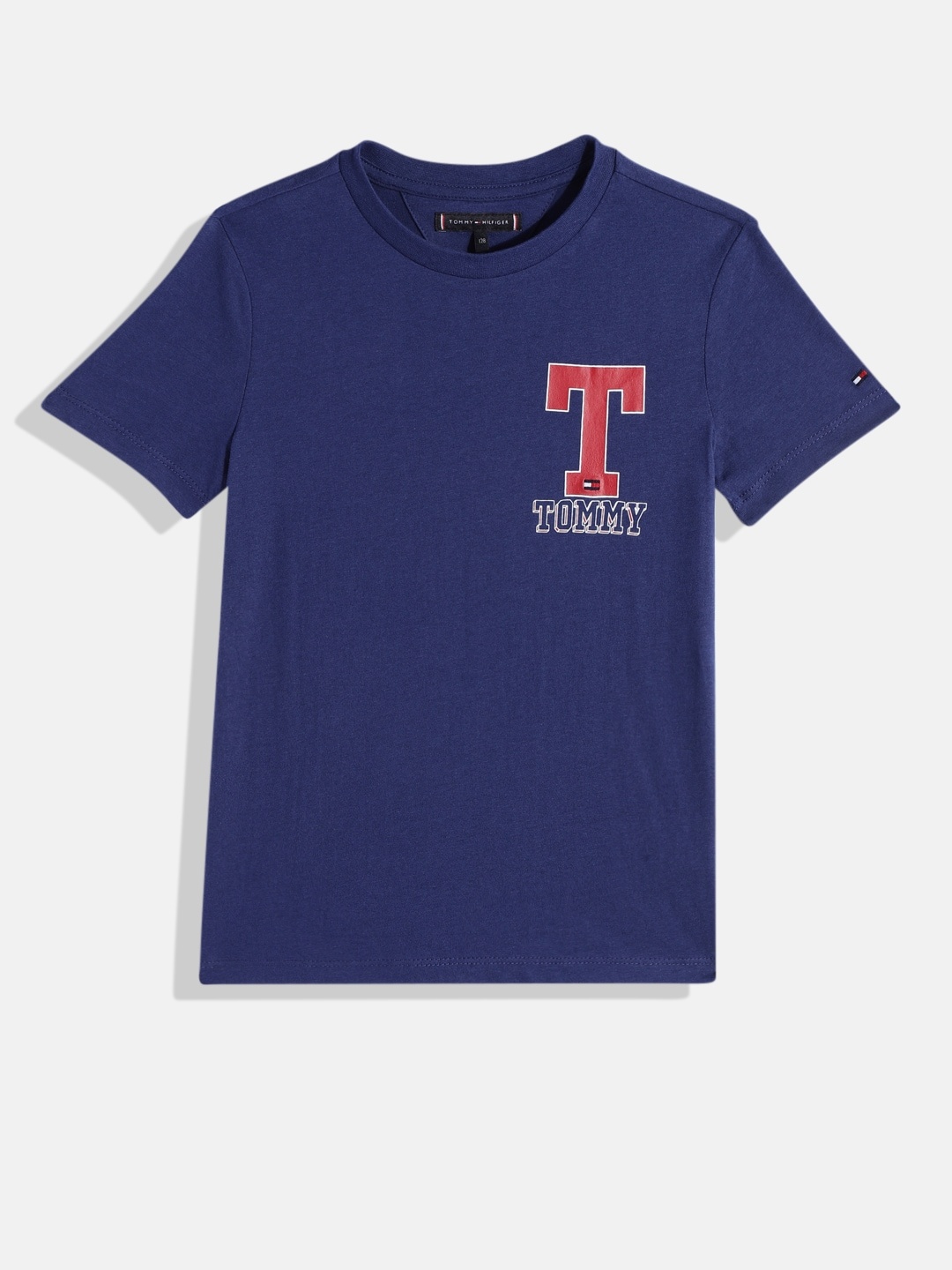 

Tommy Hilfiger Boys Brand Logo Printed Pure Cotton T-shirt, Blue