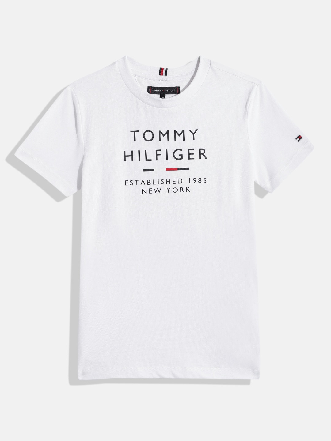 

Tommy Hilfiger Boys Brand Logo Printed Pure Cotton T-shirt, White