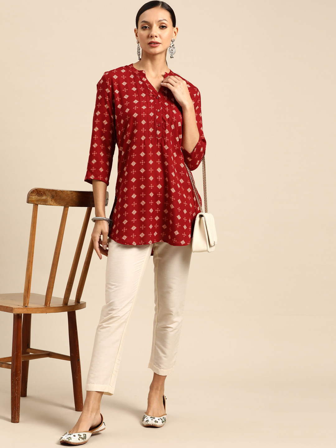 

all about you Ethnic Motifs Printed Kurti, Red