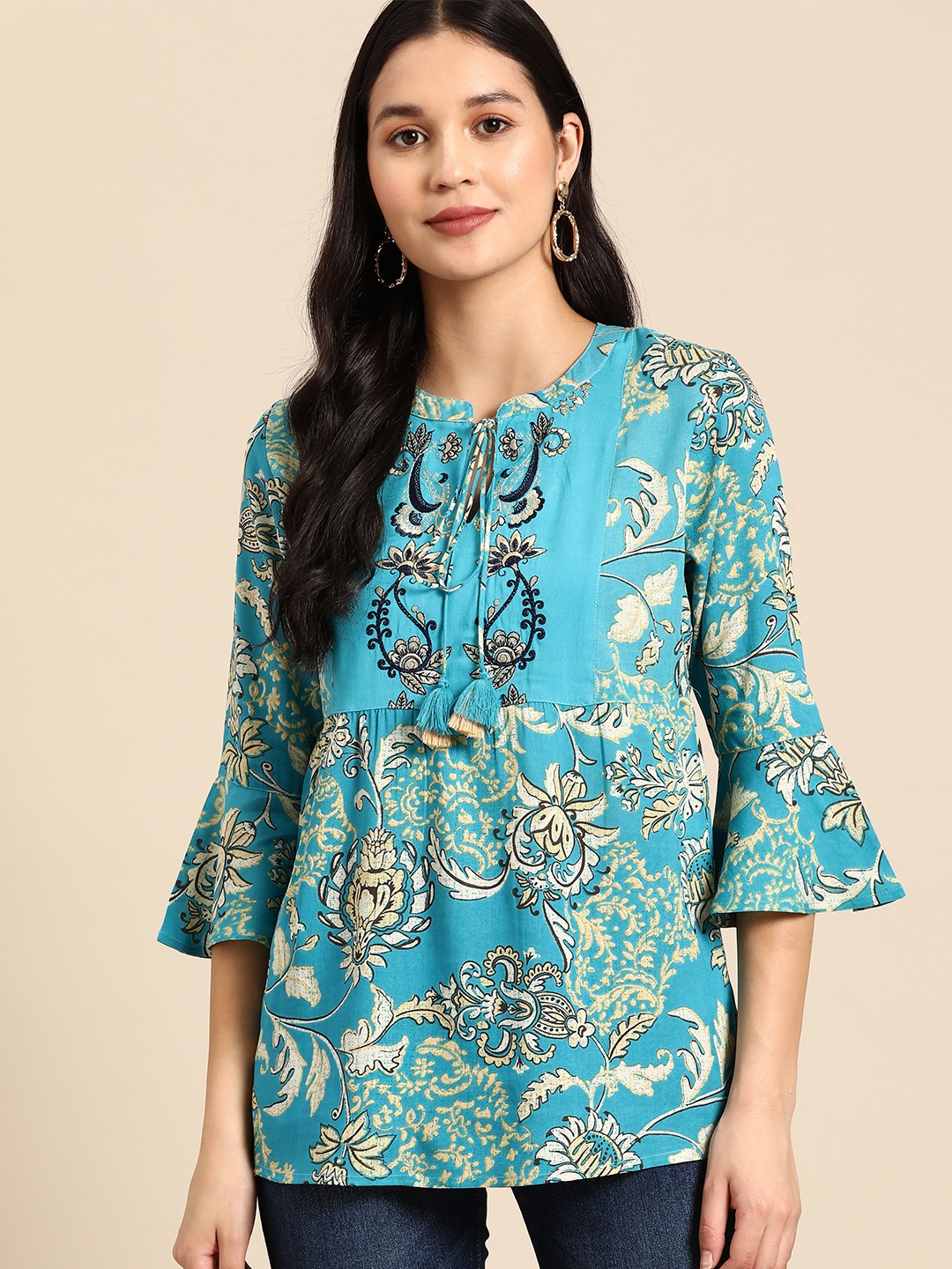 

all about you Ethnic Motifs Printed Kurti, Blue