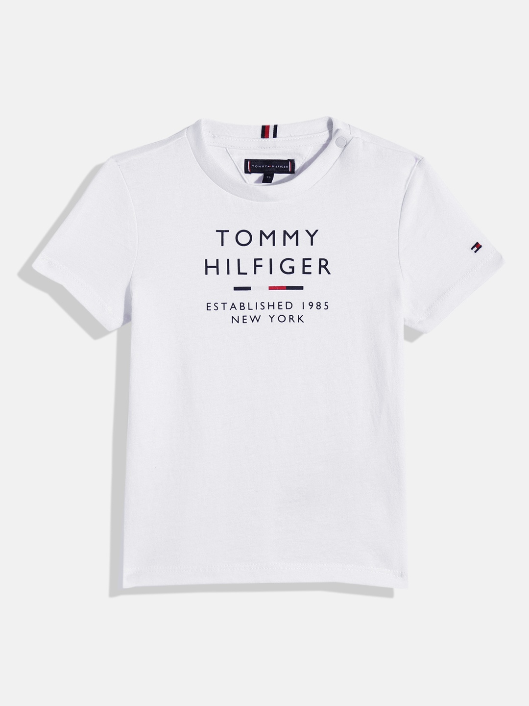 

Tommy Hilfiger Boys Brand Logo Printed Pure Cotton Sustainable T-shirt, White