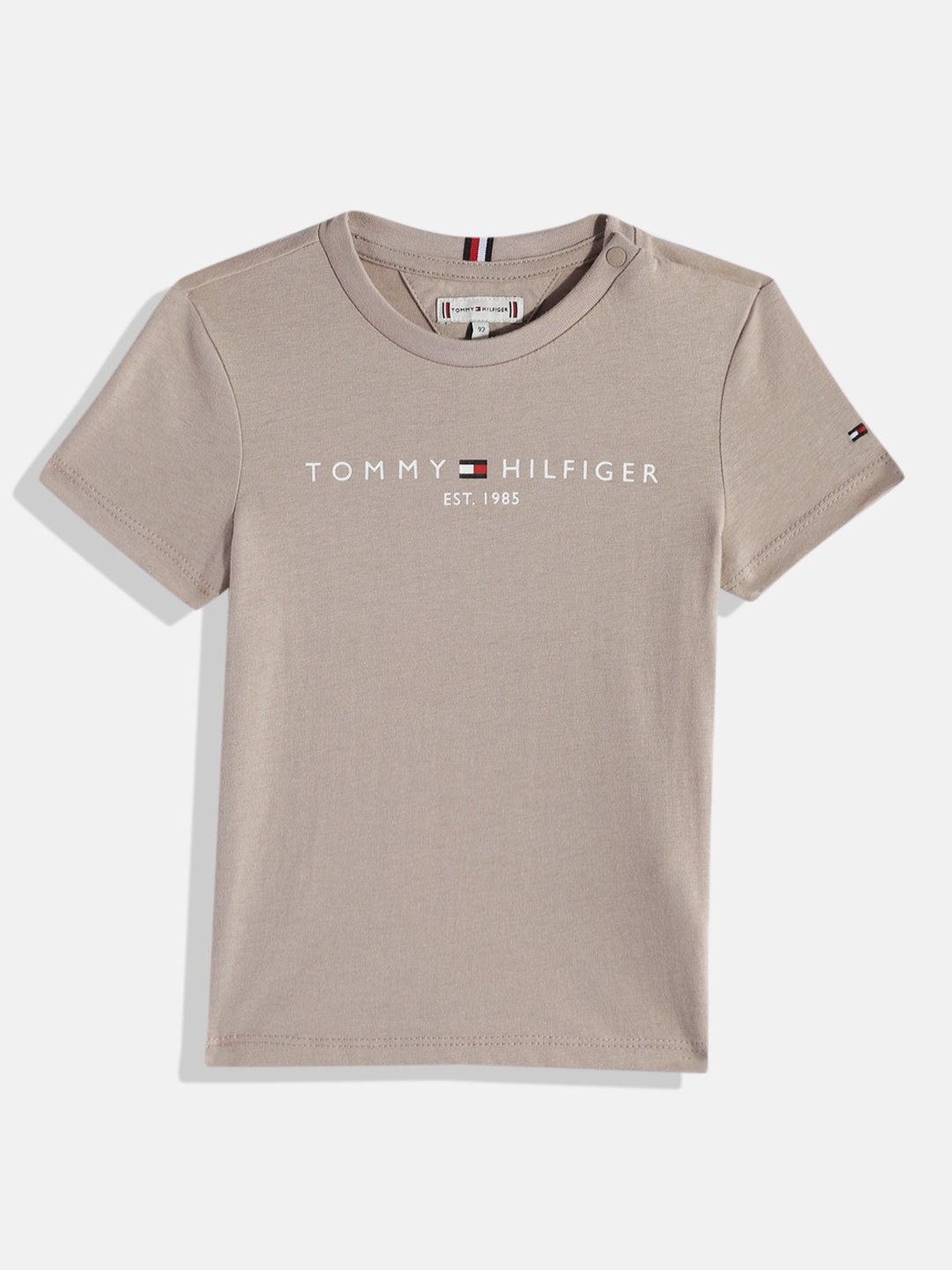 

Tommy Hilfiger Boys Brand Logo Print Organic Cotton T-shirt, Beige